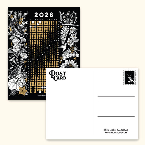 2026 MOON CALENDAR POSTCARD