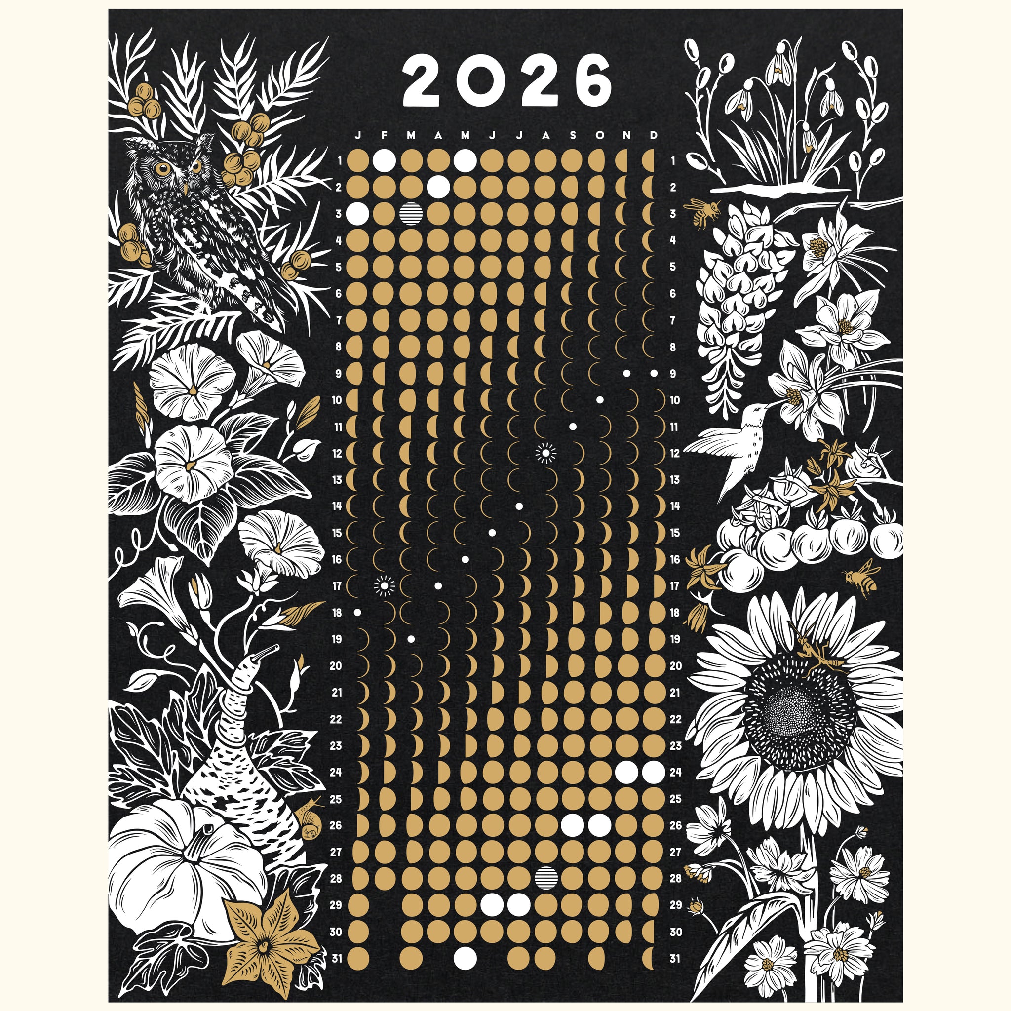 2026 MOON CALENDAR POSTER