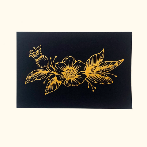 POMEGRANATE FLOWER PRINT • BLACK