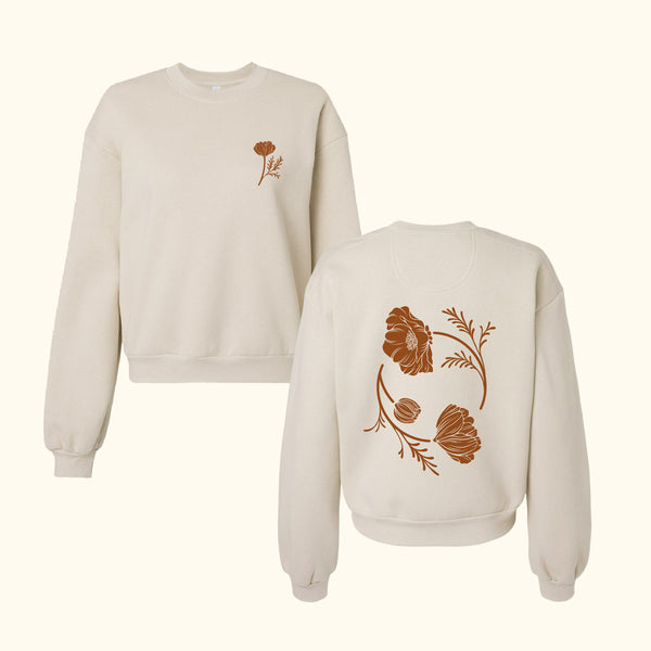 POPPY CROPPED CREWNECK SWEATSHIRT