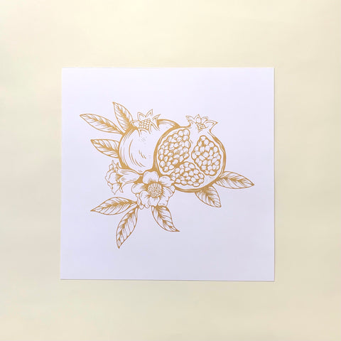 Pomegranate Print | White