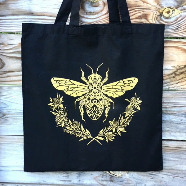 Honey Bee Tote Bag | Black